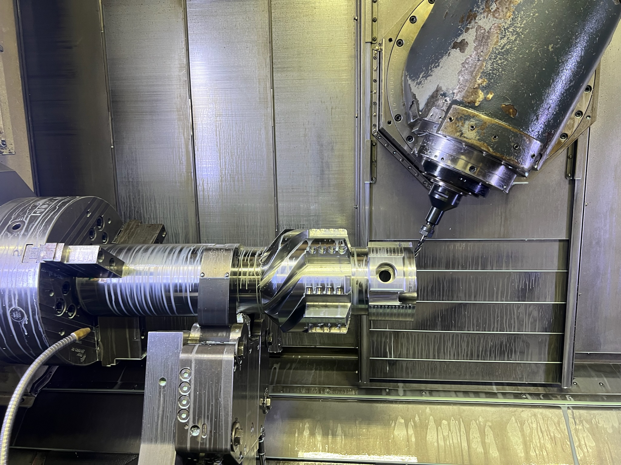 A working precision CNC machine at work